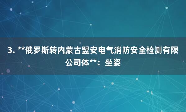 3. **俄罗斯转内蒙古盟安电气消防安全检测有限公司体**:坐姿